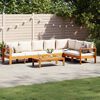 vidaXL Garden Sofa Set Cream white cushions, natural wood