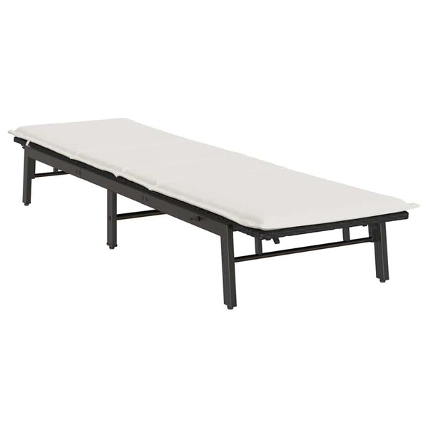 vidaXL Sun Lounger Black PE rattan Standard Sun Lounger Rectangular