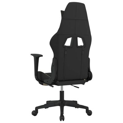 vidaXL Massage Gaming Chair with Footrest Black and Cream Fabric