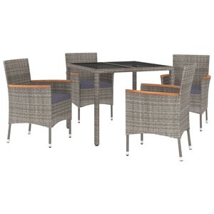 vidaXL Patio Dining Set Set of 4 Gray