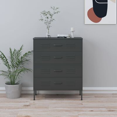 vidaXL Chest of Drawers Anthracite 31.5"x13.8"x40" Steel