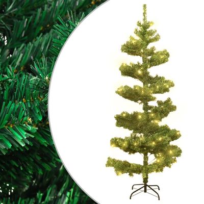 vidaXL Swirl Christmas Tree with Stand and LEDs Green 5 ft PVC