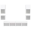 vidaXL TV Wall Unit Set of 8 White Engineered wood, glass Multiple sizes