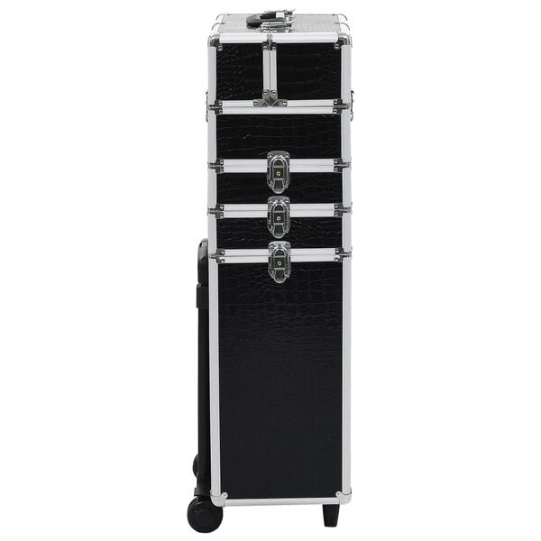 vidaXL Make-up Trolley Aluminum Black with Crocodile Pattern