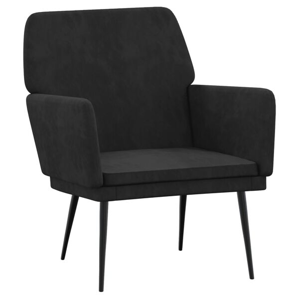 vidaXL Armchair Black Velvet, Metal, Plywood Standard Ergonomic