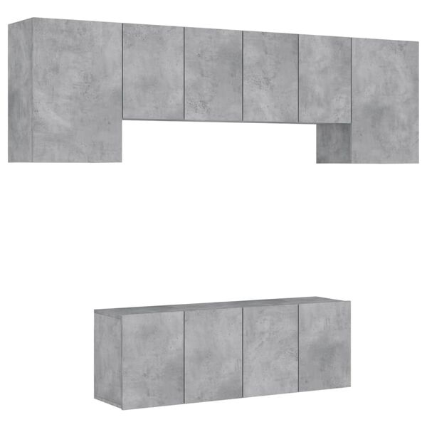 vidaXL TV Wall Unit Concrete grey Engineered wood Large