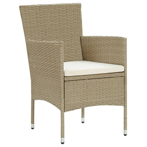 vidaXL Dining Set Beige PE Rattan Medium Light Weight Dining Set