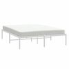 vidaXL Bed Frame White Steel 55.1x78.7 in Metal Bed Frame Rectangular