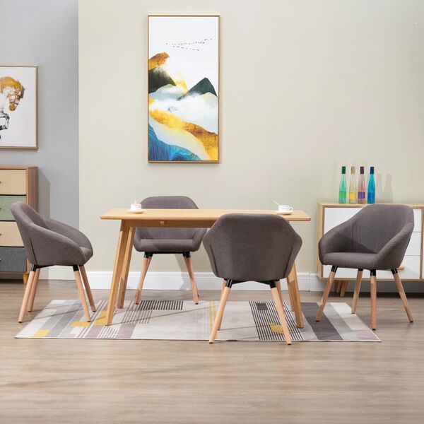 vidaXL Dining Chair Set of 4 Taupe Polyester and solid wood Standard