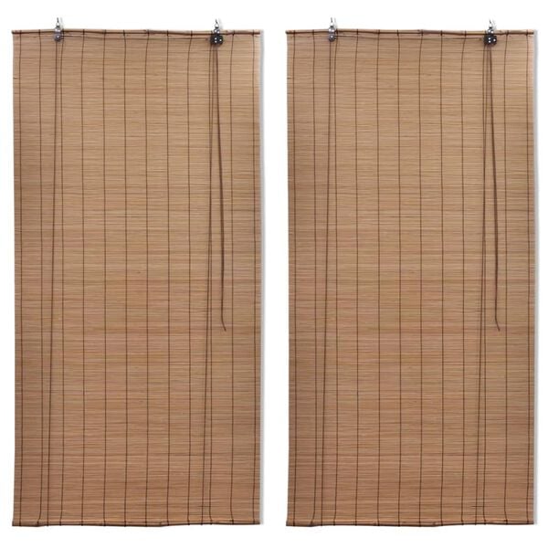 vidaXL Bamboo Roller Blinds 2 pcs 59.1" x 86.8" Brown