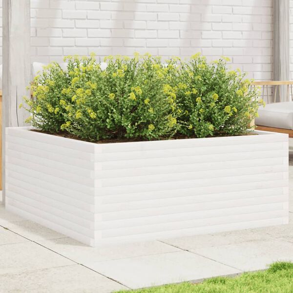 vidaXL Garden Planter White Solid pine wood Plenty of space