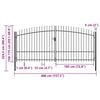 vidaXL Double Door Fence Gate with Spear Top 157.5"x88.6"