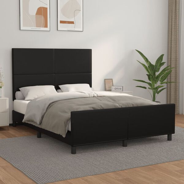 vidaXL Bed Frame without Mattress Black 53.9"x74.8" Full Faux Leather
