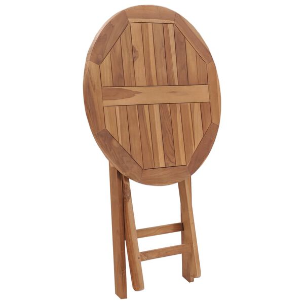 vidaXL Garden Table Teak Teak Hardwood 24 in diameter Foldable