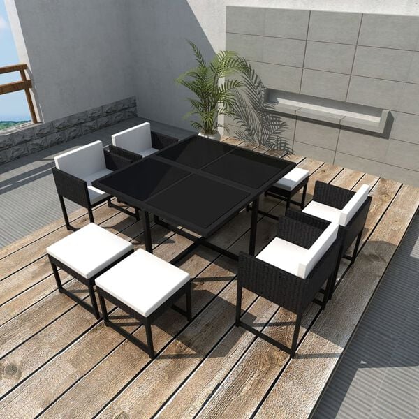 vidaXL Outdoor Dining Set Black Powder-coated steel frame 8-seater