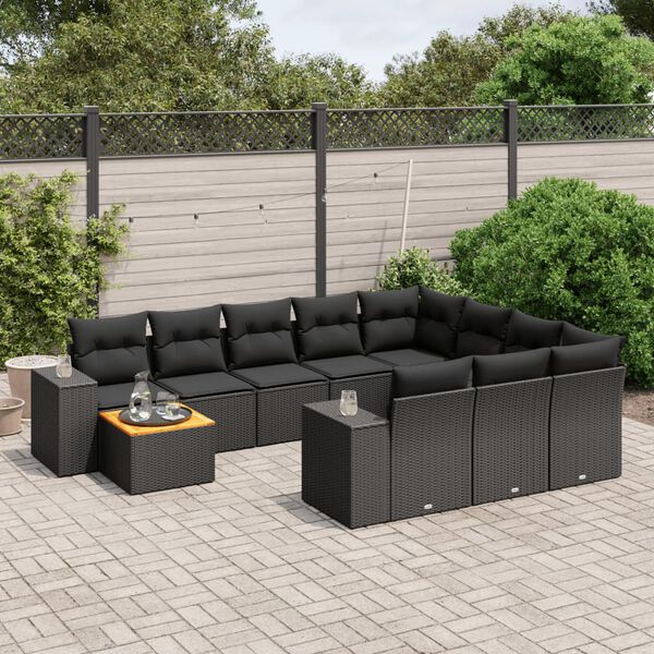 vidaXL Garden Sofa Set Black PE rattan Large Modular Garden Sofa Set