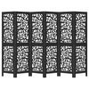 vidaXL Room Divider 6 Panels Black Solid Wood Paulownia