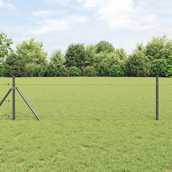 vidaXL Fence with Posts Gray 0.6 x 25 m PVC-coated steel