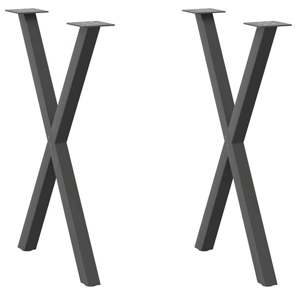 vidaXL Dining Table Leg Set of 2 Anthracite Powder-coated Steel Small