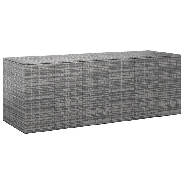 vidaXL Cushion Box Grey PE rattan, powder-coated steel Large Cushion Box