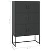 vidaXL Highboard Black Steel Medium Highboard Cabinet Rectangular
