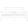 vidaXL Metal Bed Frame White Powder-Coated Steel Full