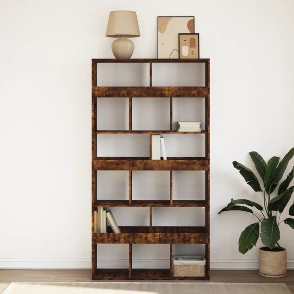 vidaXL Bookcase Smoked oak Engineered wood Medium Bookcase Rectangular