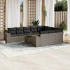 vidaXL Garden Sofa Set Grey PE rattan, powder-coated steel, tempered glass
