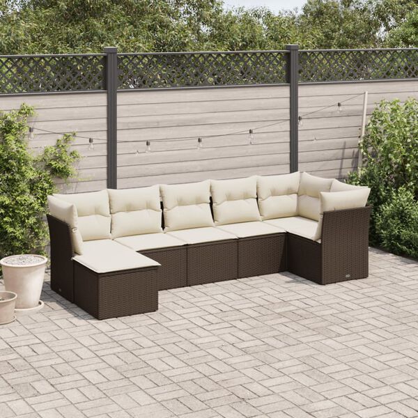 vidaXL Garden Sofa Set Brown, Cream white