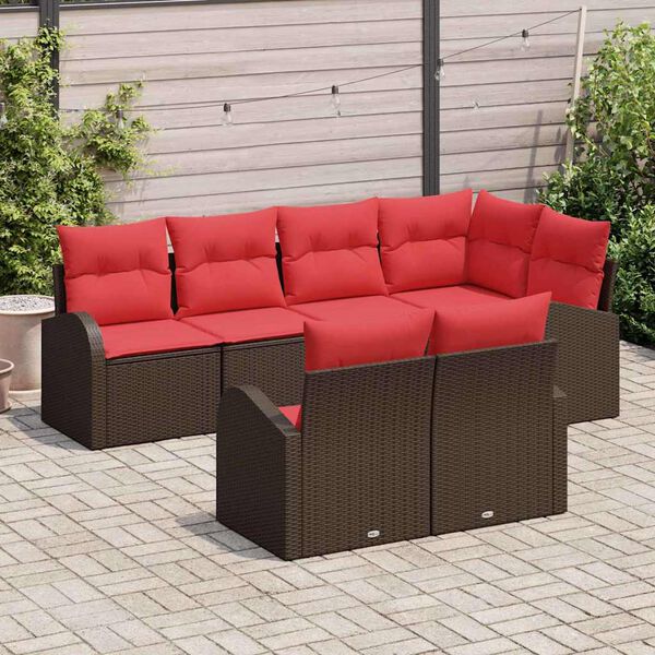 vidaXL Garden Sofa Set Brown Poly Rattan
