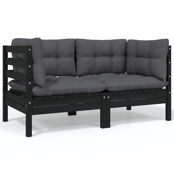vidaXL Garden Lounge Set Anthracite Solid pine wood, 100% polyester fabric