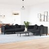 vidaXL Sofa Set Black Velvet, Plywood, Solid Wood Standard Sofa Set