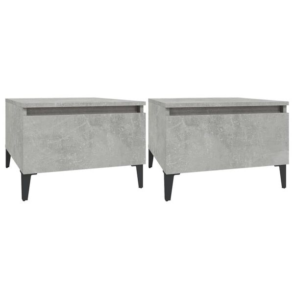 vidaXL Side Table Set of 2 Concrete Gray Engineered Wood, Metal Small