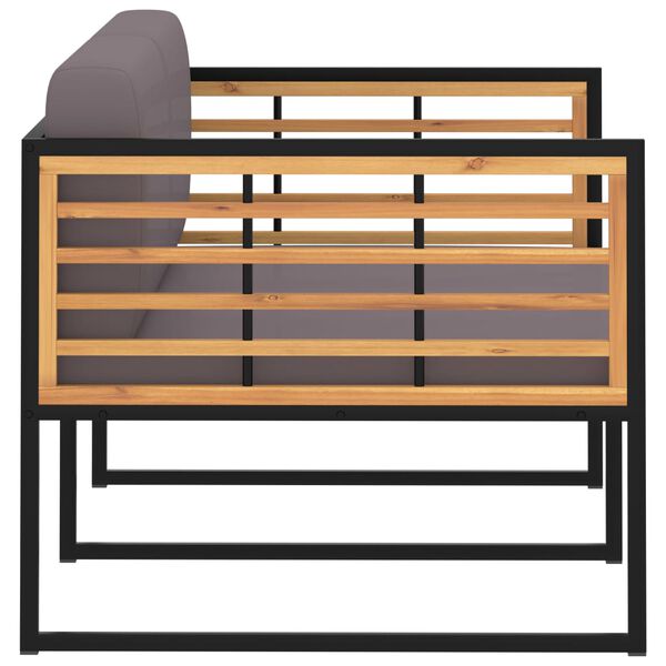 vidaXL Patio Bench with Cushions 114.1" Solid Acacia Wood Dark Gray