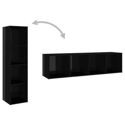 vidaXL 5 Piece TV Cabinet Set High Gloss Black Chipboard