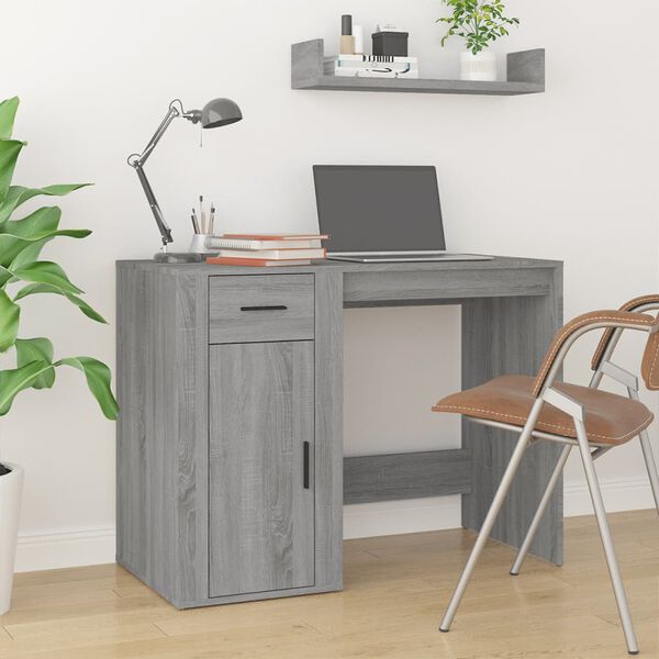 vidaXL Desk Grey Sonoma Engineered Wood Compact Desk Rectangular