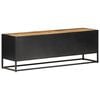 vidaXL TV Cabinet Natural Wood Solid Mango Wood, Natural Cane, Iron Medium