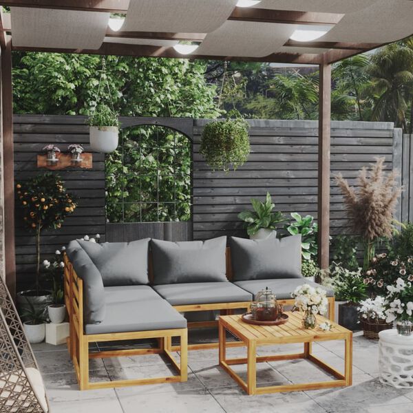 vidaXL Garden Lounge Set Acacia wood and dark grey