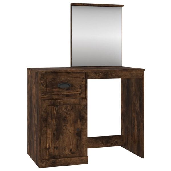 vidaXL Dressing Table Smoked Oak Engineered Wood 35.4 x 19.7 x 52.2 in