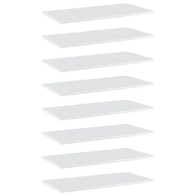 vidaXL Bookshelf Boards 8 pcs High Gloss White 31.5"x15.7"x0.6" Chipboard