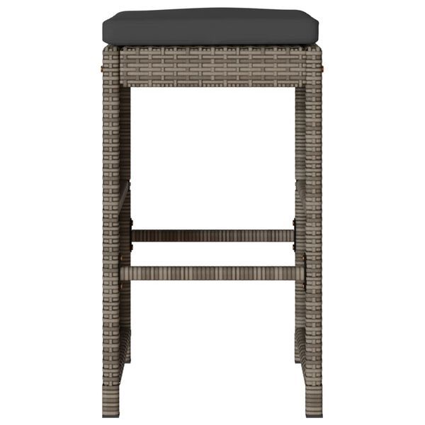 vidaXL Garden Bar Stool Set of 4 Grey PE rattan Standard
