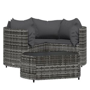 vidaXL Patio Lounge Set Set of 4 Gray PE rattan Medium Adjustable Feet