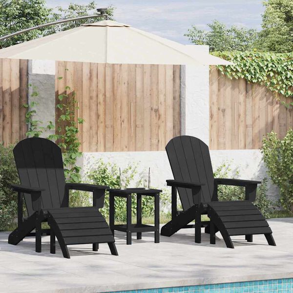 vidaXL Garden Lounge Furniture 3 pcs Black 38 x 38 x 46cm Plastic