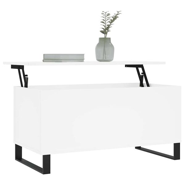 vidaXL Coffee Table White Engineered Wood, Metal Medium Coffee Table