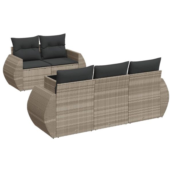 vidaXL Garden Sofa Set Light Grey PE Rattan Medium Removable Covers
