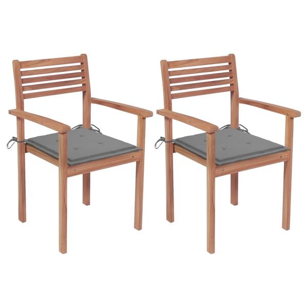 vidaXL Garden Chair Set of 2 Teak wood with a natural finish