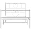 vidaXL Bed Frame White Powder-Coated Steel Twin Bed Frame Rectangular