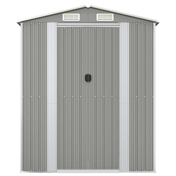 vidaXL Garden Shed Light gray Galvanized steel Large Garden Shed