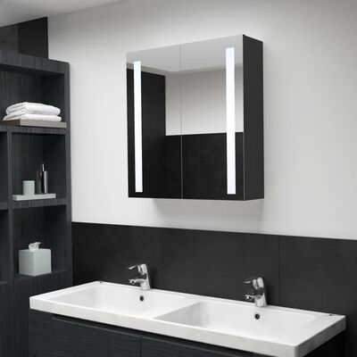 vidaXL LED Bathroom Mirror Cabinet 24.4"x5.5"x23.6"