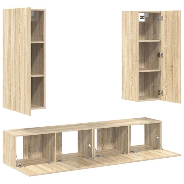 vidaXL TV Cabinet Set of 4 Sonoma Oak Engineered wood Medium